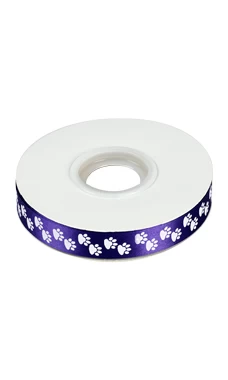 Love Groomers Purple Satin Ribbon With Paw Prints