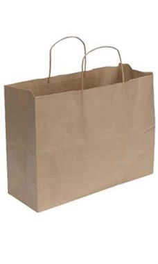 Large Natural Kraft Paper Shopping Bags - Case Of 250