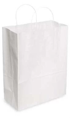 Jumbo White Kraft Paper Shopping Bags - Case Of 200