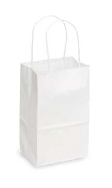 Small White Kraft Paper Shopping Bags - Case Of 250