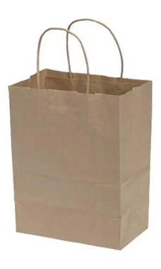 Medium Natural Kraft Paper Shopping Bags - Case Of 100