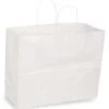 Large White Kraft Paper Shopping Bags - Case Of 100